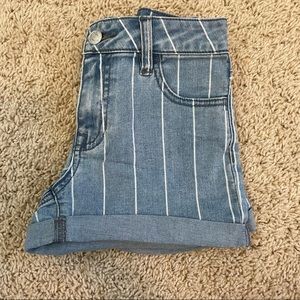 Striped Light Jean Shorts